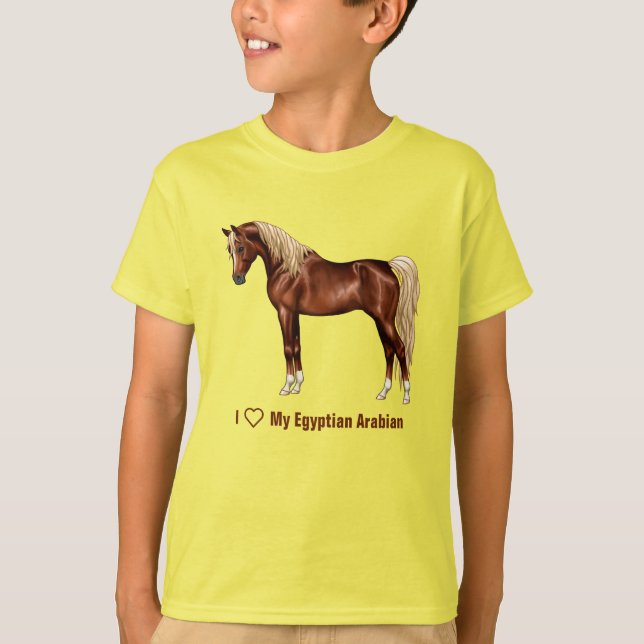 Chestnut Egyptian Arabian Horse Flaxen Mane & Svan Tee (Framsida)