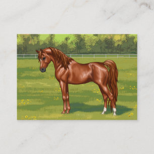 Chestnut Egyptian Arabian Horse i Vår Pasture Visitkort