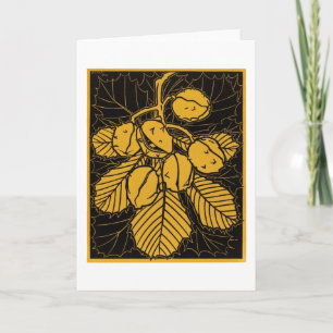Chestnut Gren Vintage Woodcut av Julie de Graag Kort