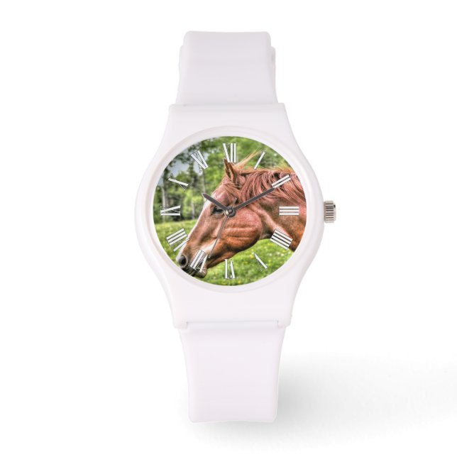 Chestnut Horse Head Photo Porträtt Armbandsur (Framsida)