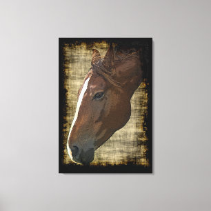 Chestnut Horse Illustrative Grunge-stil Art Canvastryck
