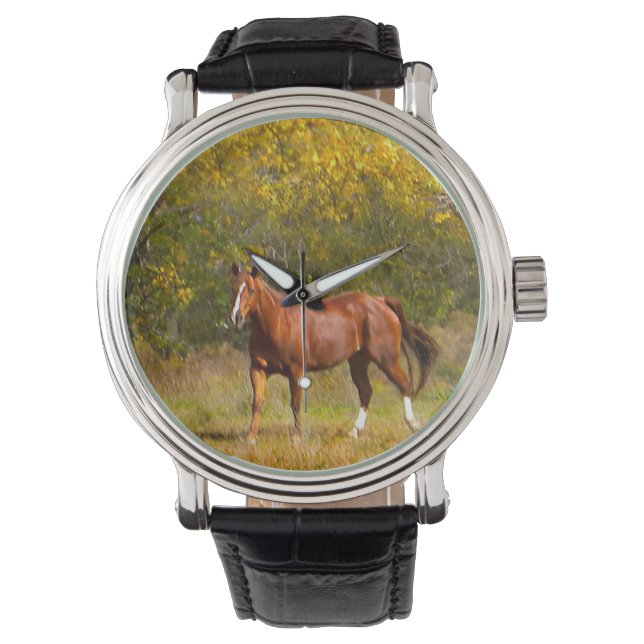 Chestnut Horse in Fall Armbandsur (Framsida)