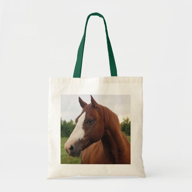 Chestnut Horse med Blaze Tote Bag Tygkasse (Framsidan)
