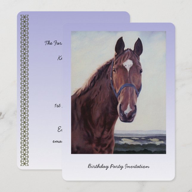 Chestnut Horse Oljemålning Inbjudningar (Fram/baksida)