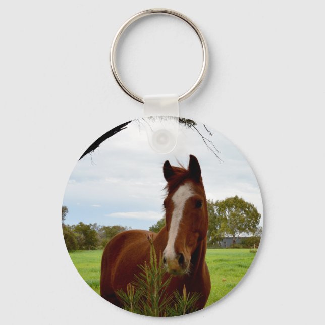 Chestnut Horse with Banksia Träd, Nyckelring (Framsida)
