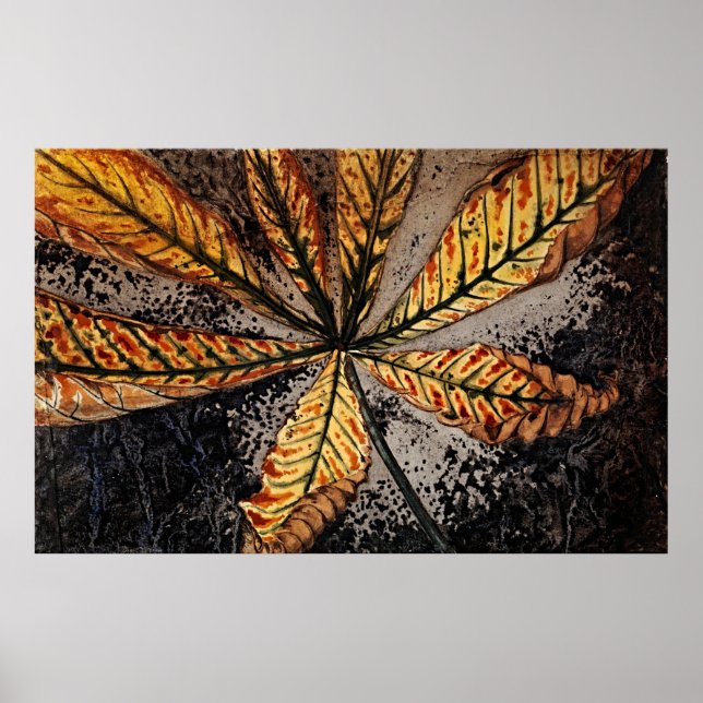 Chestnut Löv av Julie de Graag - Retro Blommigt Poster (Framsidan)