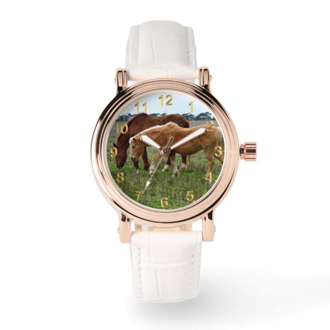 Chestnut Mare and Palomino Foal Armbandsur (Framsida)