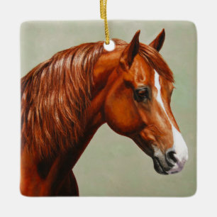 Chestnut Morgan Horse Julgransprydnad Keramik