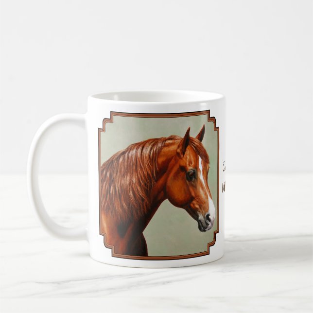 Chestnut Morgan Horse Porträtt Kaffemugg (Vänster)