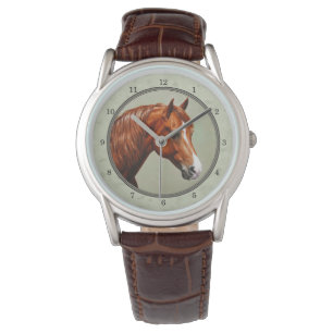 Chestnut Morgan Horse Sage Grönt Armbandsur