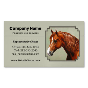 Chestnut Morgan Horse Sage Grönt Magnetiska Visitkort