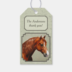 Chestnut Morgan Horse Sage Grönt Presentetikett