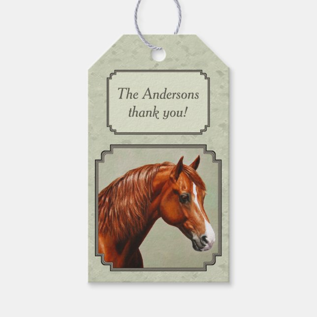 Chestnut Morgan Horse Sage Grönt Presentetikett (Framsidan)