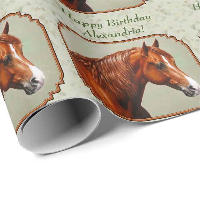 Chestnut Morgan Horse Sage Grönt Presentpapper (Rullad Hörn)
