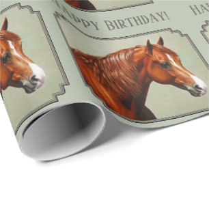 Chestnut Morgan Horse Sage Grönt Presentpapper