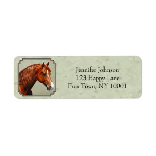 Chestnut Morgan Horse Sage Grönt Returadress Etikett