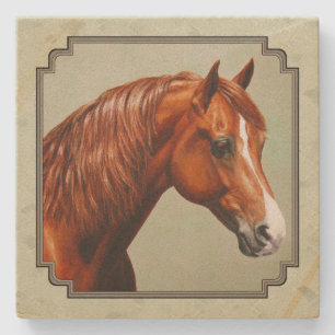 Chestnut Morgan Horse Sage Grönt Underlägg Sten