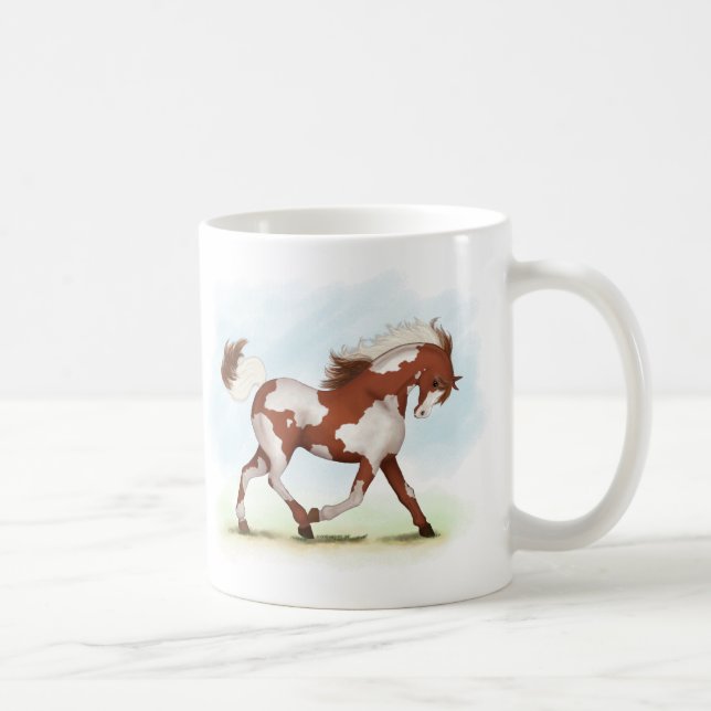 Chestnut Overo Skewbald Horse Kaffemugg (Höger)