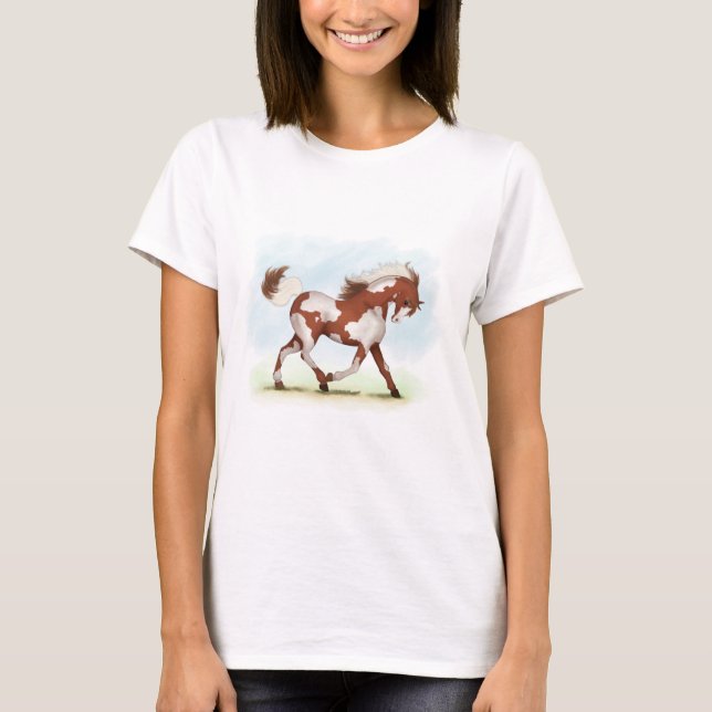 Chestnut Overo Skewbald Horse T Shirt (Framsida)