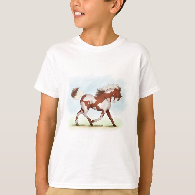Chestnut Overo Skewbald Horse T Shirt (Framsida)