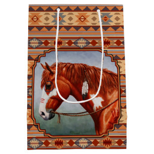 Chestnut Pinto Horse Southwest Indian Design