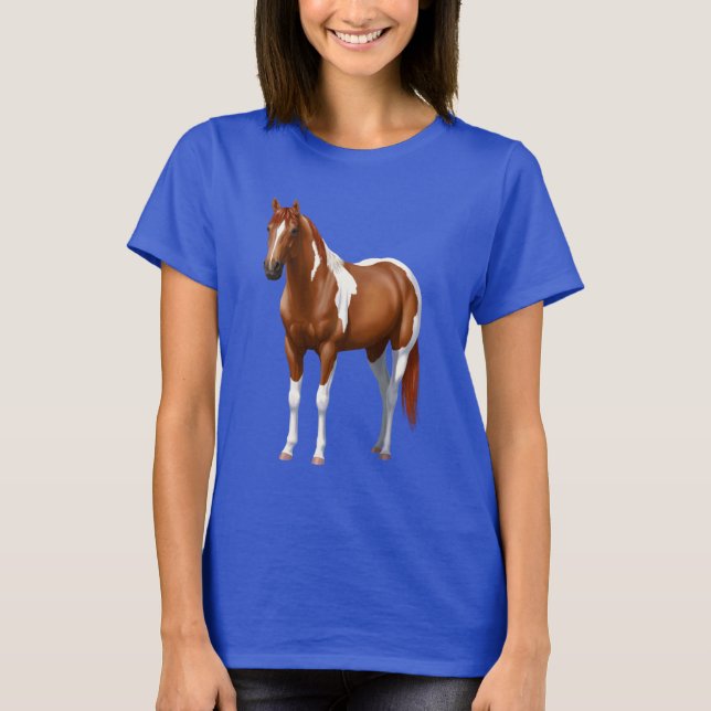 Chestnut Pinto Sorrel Paint Horse Stallion T Shirt (Framsida)