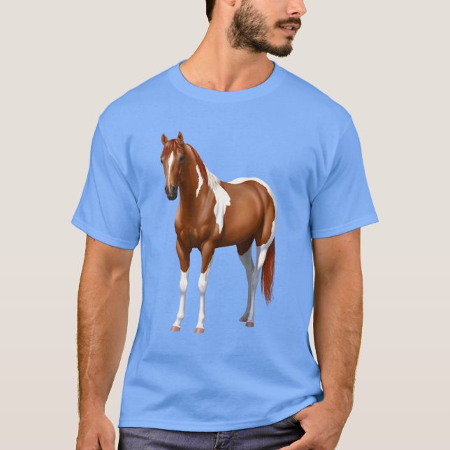 Chestnut Pinto Sorrel Paint Horse Stallion T Shirt (Framsida)