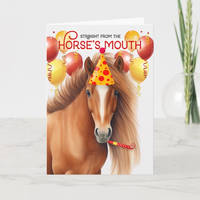 Chestnut Red Mane Horse Funny Birthday Kort (Framsida)