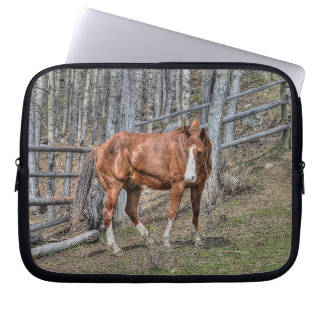 Chestnut Stallion Horse and Forest - Equine Laptop Fodral (Framsidan)