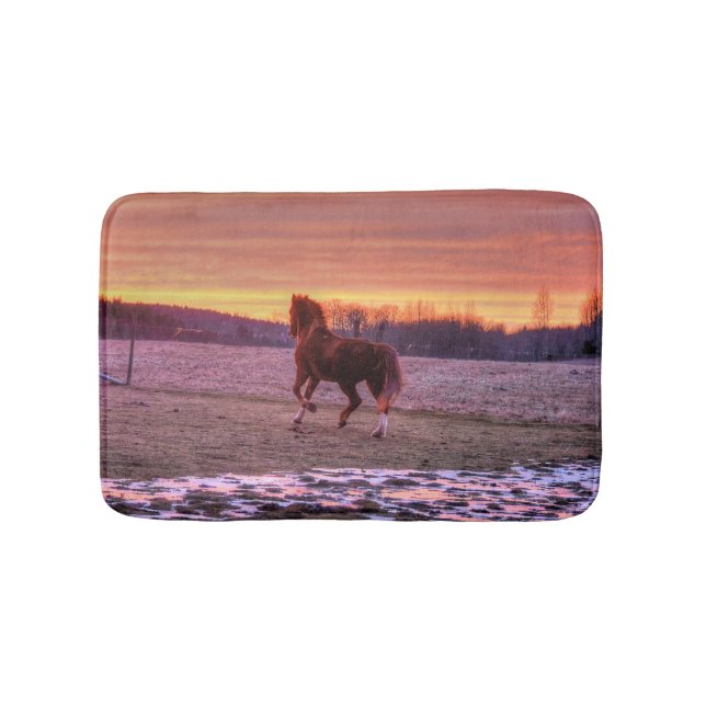 Chestnut Stallion Horse and Ranch Sunset Badrumsmatta (Framsidan)