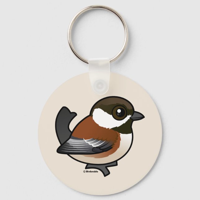 Chestnut-stödd Chickadee Nyckelring (Framsida)
