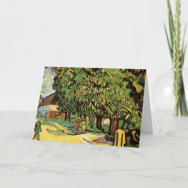 Chestnut Träd i Blommar av Vincent van Gogh Kort (Framsida)
