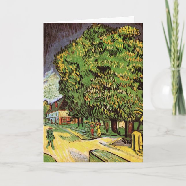 Chestnut Träd i Blommar av Vincent van Gogh Kort (Framsida)
