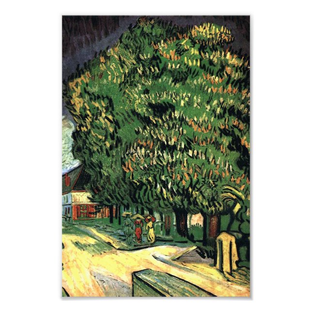 Chestnut Träd i Blommar - Gogh Fototryck (Framsidan)