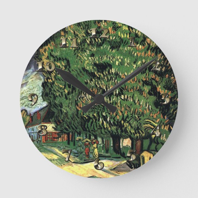 Chestnut Träd i Blommar - Gogh Rund Klocka (Framsida)