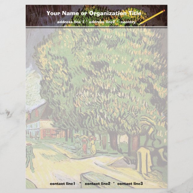 Chestnut Träd i Blommar, Vincent van Gogh. Brevhuvud (Framsida)