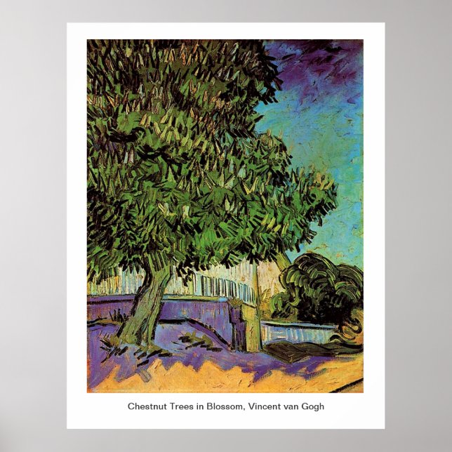 Chestnut Träd i Blommar, Vincent van Gogh. Poster (Framsidan)