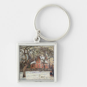 Chestnut Träd vid Louveciennes, c.1871-2 Fyrkantig Silverfärgad Nyckelring
