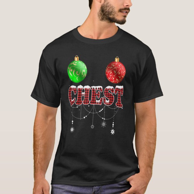 Chestnuts Christmas  Matching Couples Chest T Shirt (Framsida)