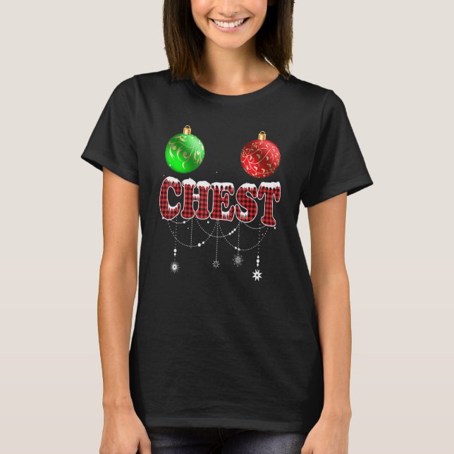 Chestnuts Christmas  Matching Couples Chest T Shirt (Framsida)
