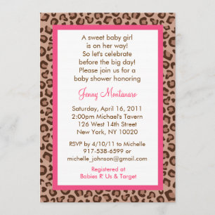 Chetah Girl Animal Print Baby Shower-inbjudningar Inbjudningar