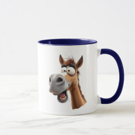 Cheval cartoon drôle, complètement dingue. mugg