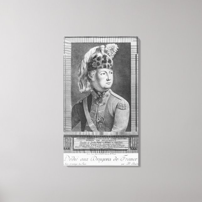Chevalier d'Eon som Dragoon 1779 Canvastryck (Framsida)