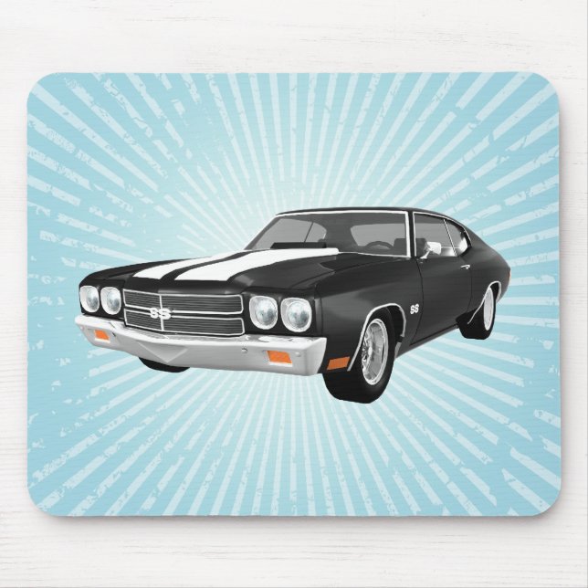 Chevelle 1970 SS: Svart fullföljande: Mousepad Musmatta (Framsidan)