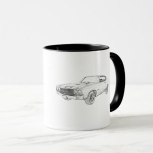 Chevelle Black and White Pencil Teckning Mugg