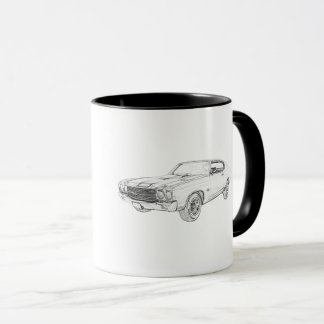 Chevelle Black and White Pencil Teckning Mugg