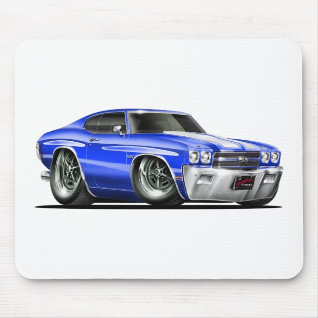 Chevelle blåvit bil 1970 musmatta (Framsidan)