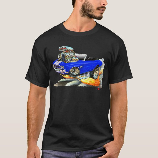 Chevelle blåvit cabriolet 1970 t-shirt (Framsida)
