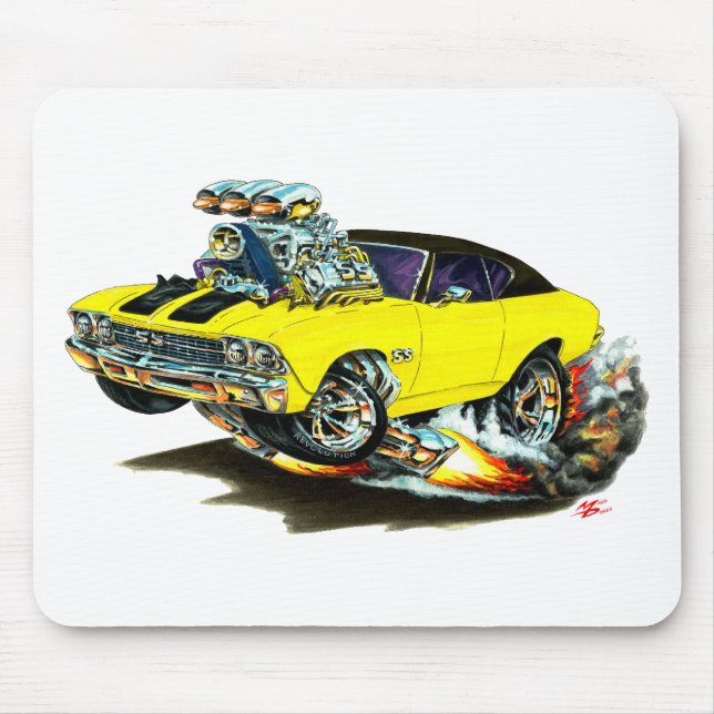 Chevelle Gult-Svart bästa bil 1968-69 Musmatta (Framsidan)