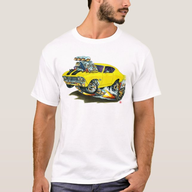 Chevelle Gult-Svart bil 1968-69 Tee Shirt (Framsida)